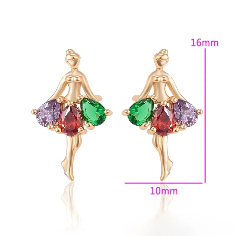 Cz Ballerina 18k Gold Plated studs Earrings
